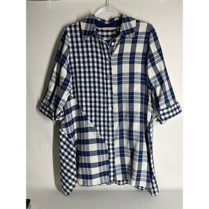 Soft Surroundings Huntleigh Twill Button Down Top Size Medium